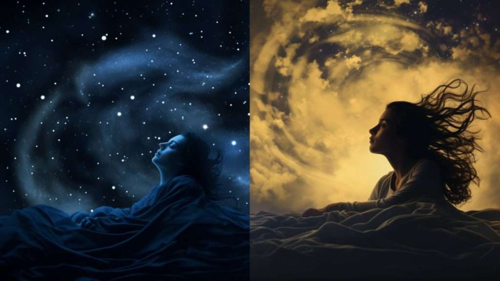A visual exploration of the differences and similarities between lucid dreams and nightmares.