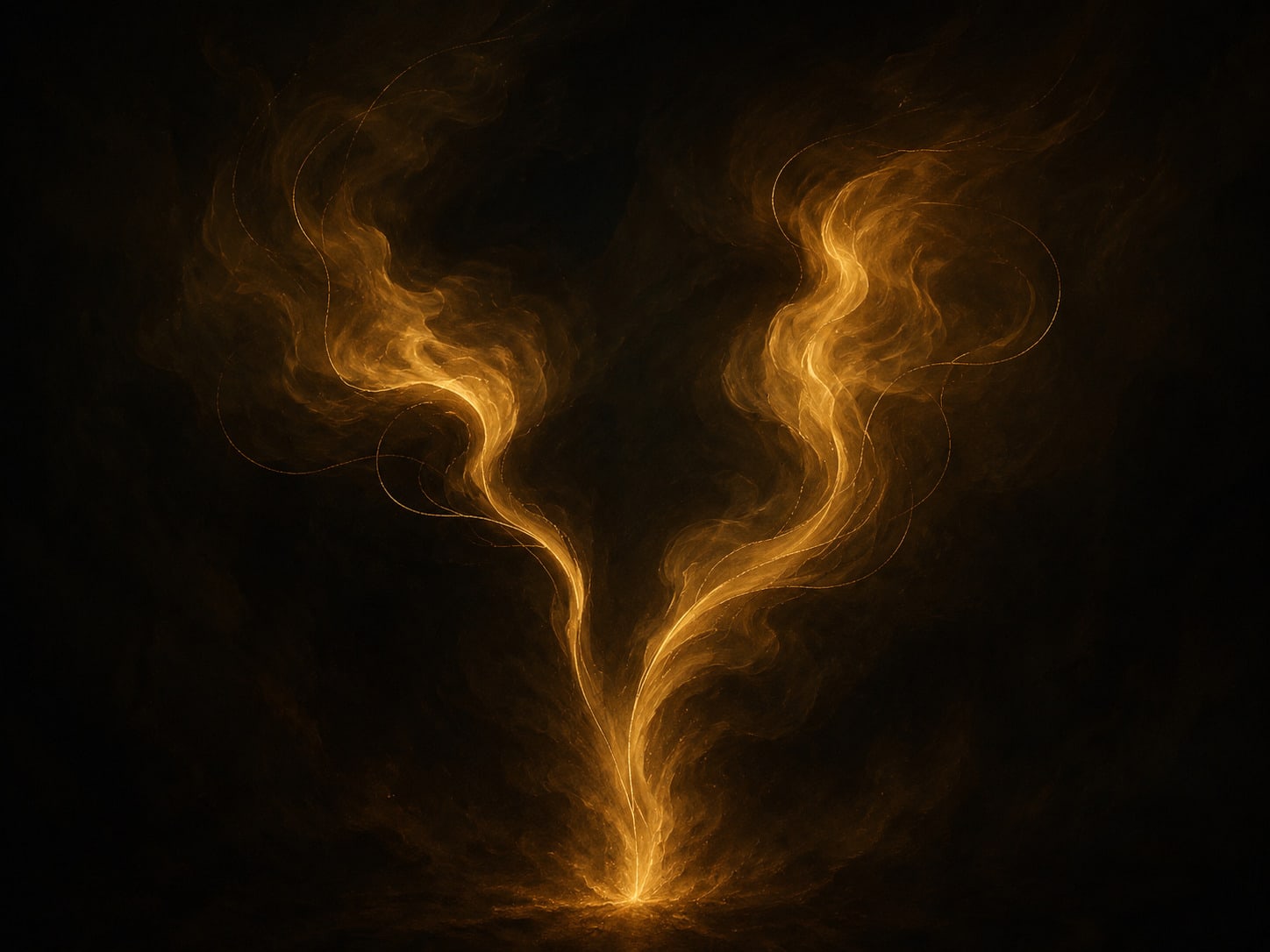 Two gold wisps of flame rising and separating from one source.