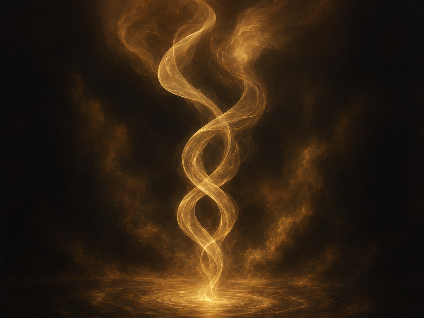 Two ribbons of warm gold smoke rising and gently intertwining.