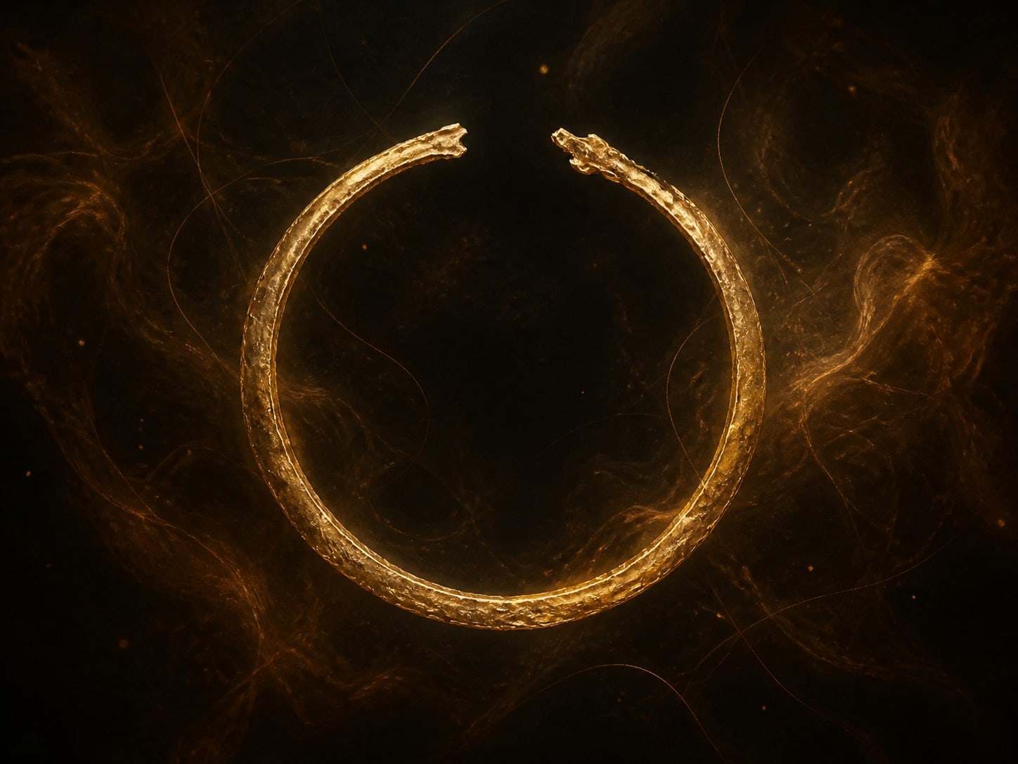 A gold ring left open at the top, its two ends not quite meeting.