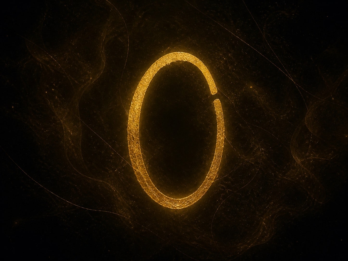 A tall oval gold ring with a small gap in one side.
