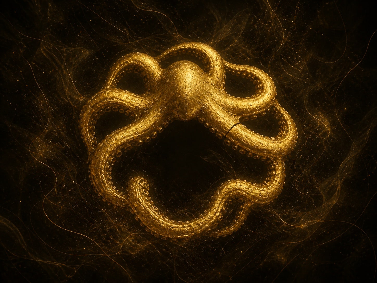 Gold octopus arms arranged in a ring around an empty dark center.