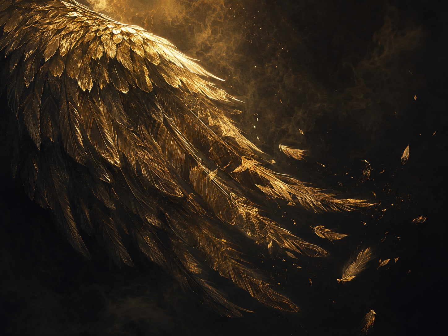 A warm gold light held within concentric rings like a nest.