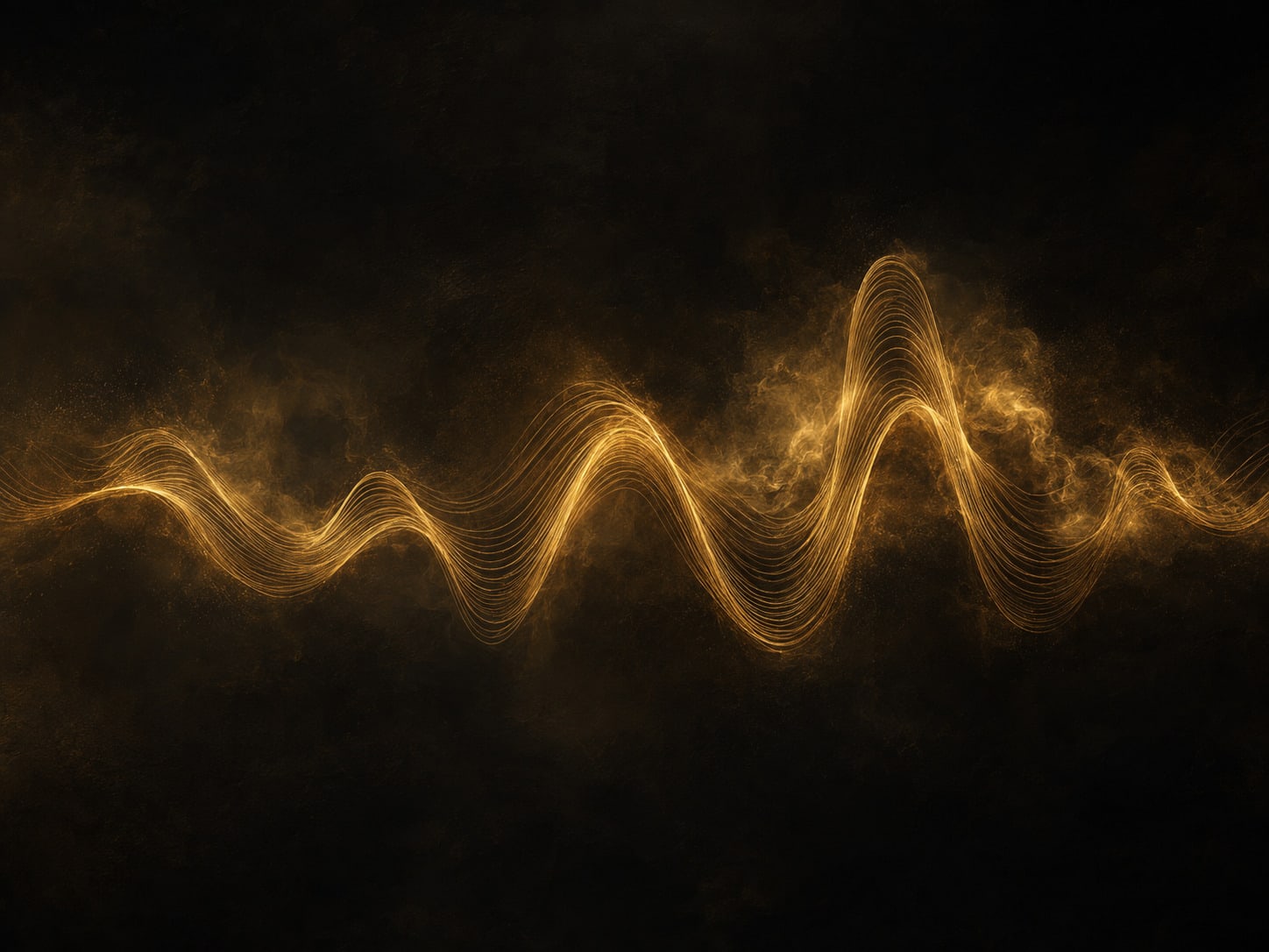 A single flowing gold wave line, an abstract brainwave rhythm.